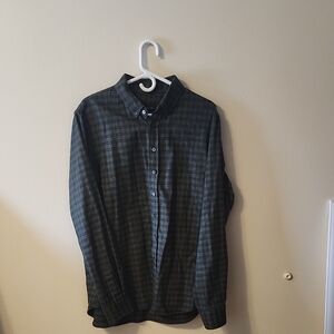 Outclass Men's Blue and Green Checkered Flannel Shirt